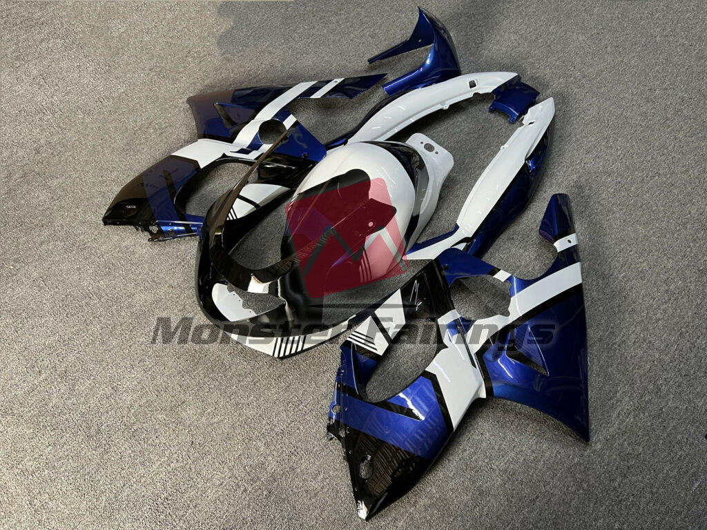 Gloss White & Black With Blue ABS fairings for Yamaha Thundercat YZF600R 1997 - 2007 - premium OEM fit kit by Monster Fairings