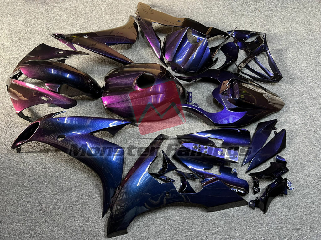 2004 - 2006 Yamaha R1 Gloss Purple Gradient fairing set - ABS injection, custom painted by Monster Fairings