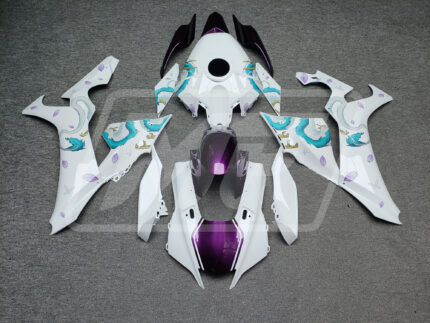 Yamaha R1 2020-2025 Gloss White & Purple Haku ABS Fairings | Monster Fairings
