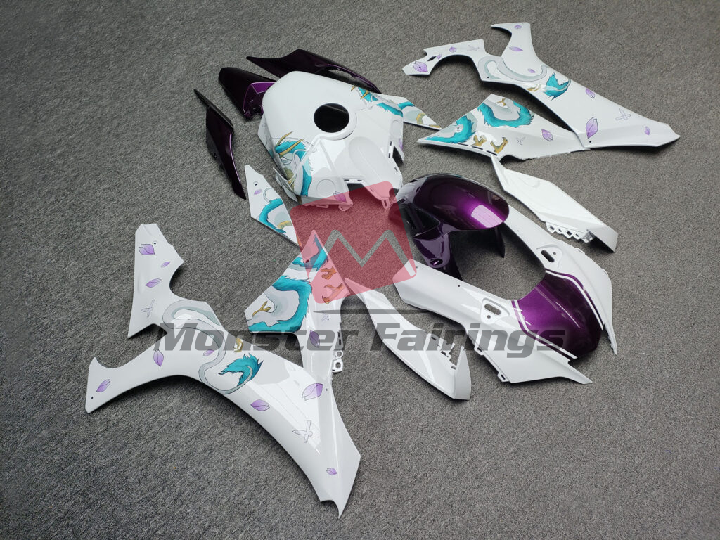Monster Fairings ABS fairing kit for Yamaha R1 2020 - 2025 - Gloss White & Purple Haku, precise OEM fit