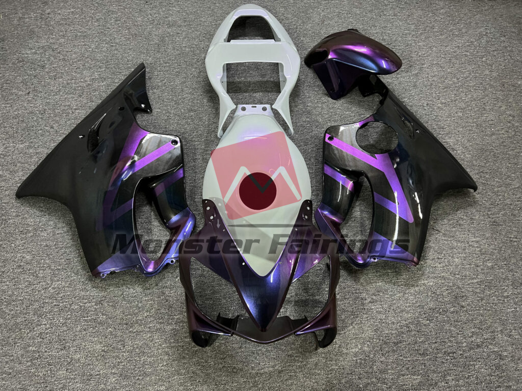 Honda CBR600 F4i 2001 - 2003 Gloss Black & Purple Chameleon With Pearl White ABS fairings - custom motorcycle bodywork kit by Monster Fairings