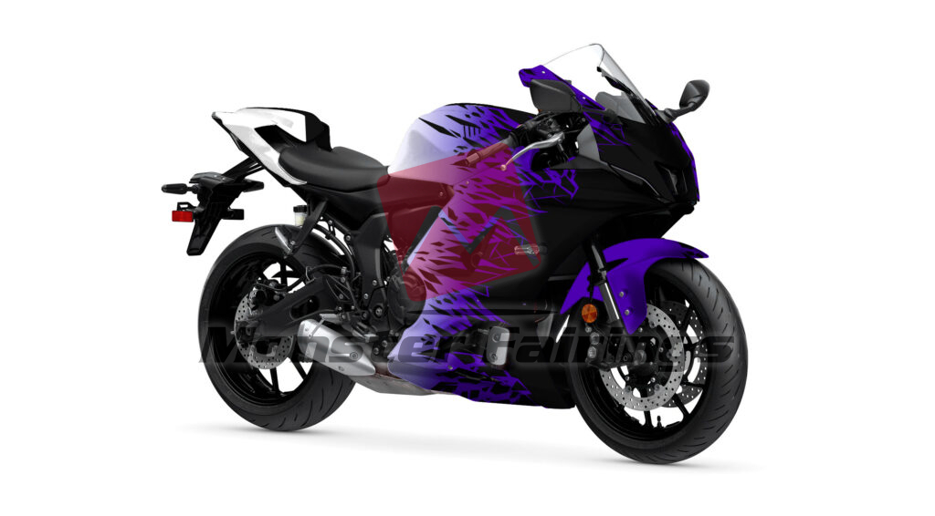 Matte Black & Gloss Purple White Shattered Split ABS fairings for Yamaha R7 2021 - 2025 - premium OEM fit kit by Monster Fairings