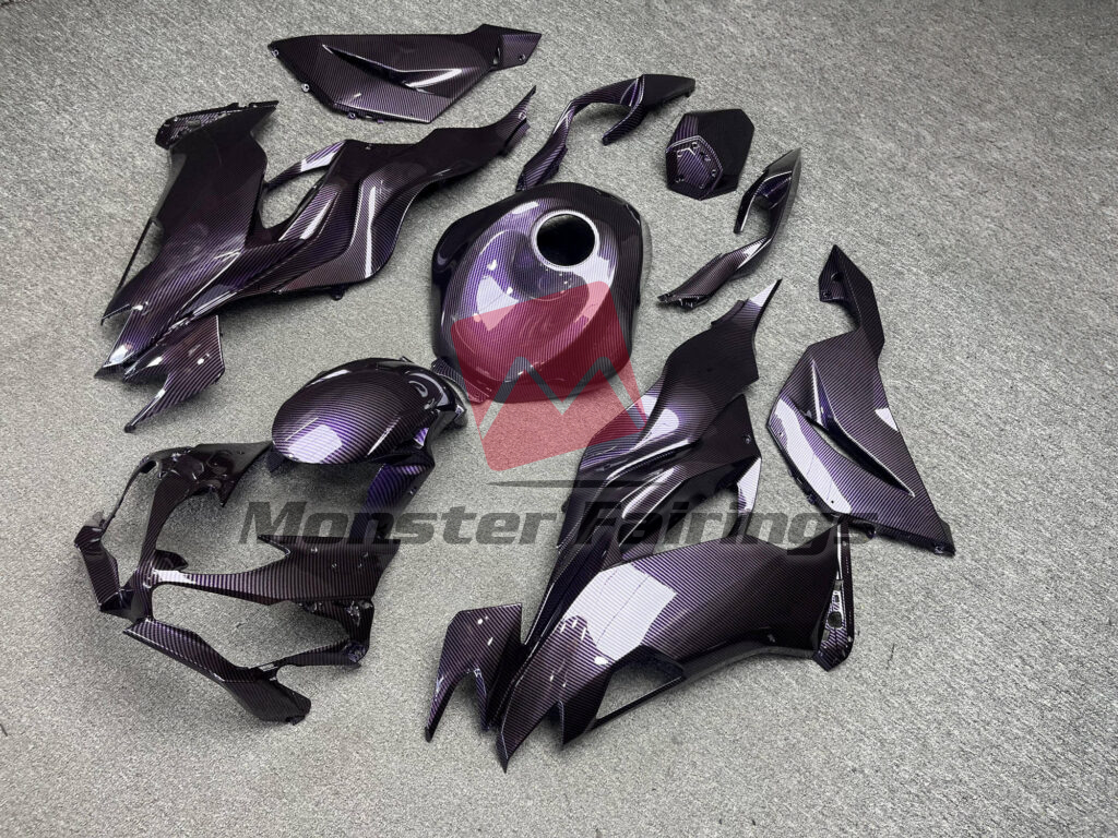 2019 - 2023 Kawasaki ZX6R Gloss Light Purple Carbon Fiber Style fairing set - ABS injection, custom painted by Monster Fairings