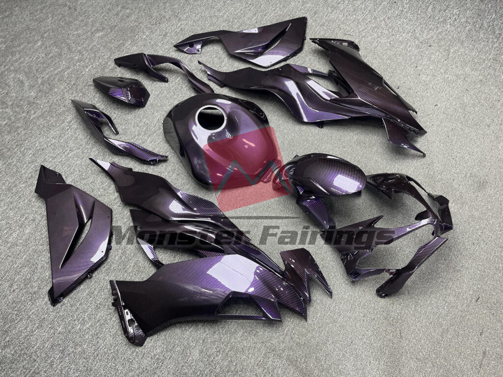 Kawasaki ZX6R custom ABS fairings 2019 - 2023 in Gloss Light Purple Carbon Fiber Style - durable replacement kit, Monster Fairings