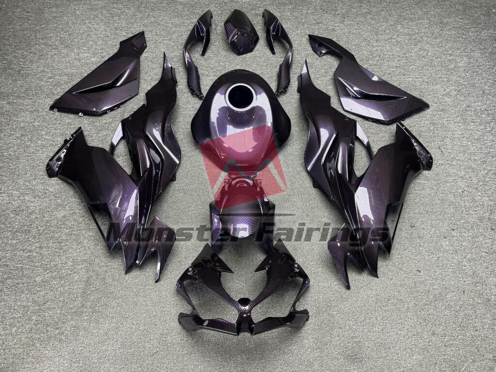 Kawasaki ZX6R 2019 - 2023 Gloss Light Purple Carbon Fiber Style ABS fairings - custom motorcycle bodywork kit by Monster Fairings