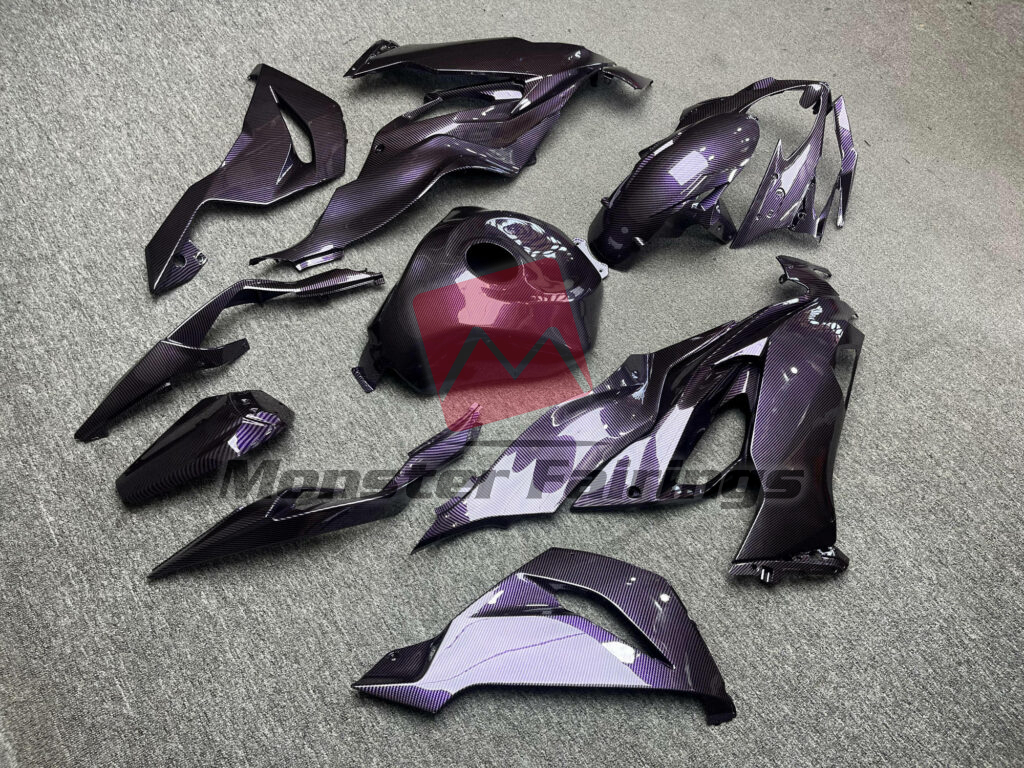 Monster Fairings ABS fairing kit for Kawasaki ZX6R 2019 - 2023 - Gloss Light Purple Carbon Fiber Style, precise OEM fit