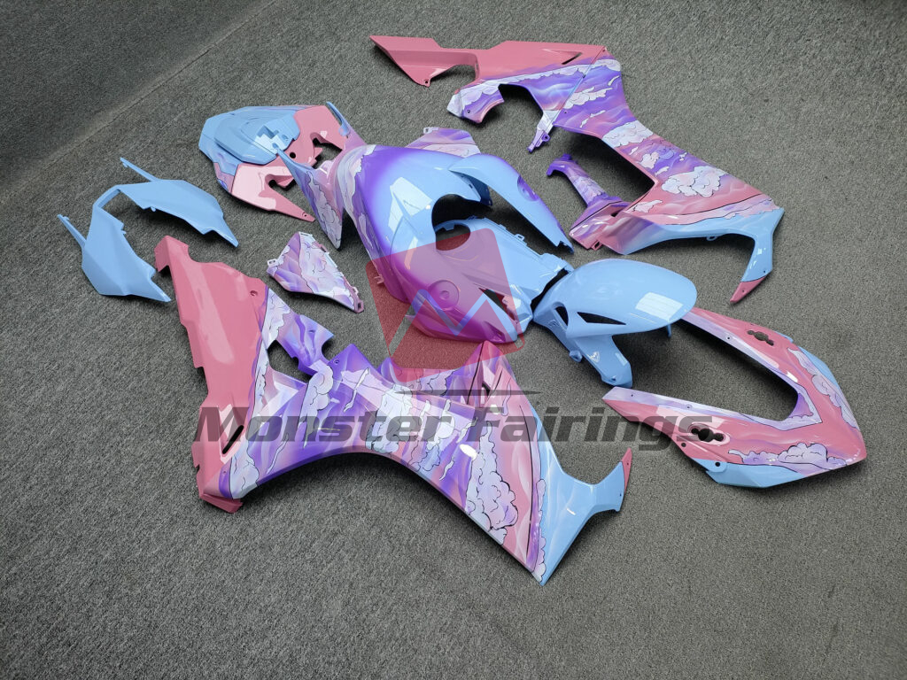 Honda CBR1000RR custom ABS fairings 2017 - 2025 in Gloss Baby Pink & Blue Sky Serenity - durable replacement kit, Monster Fairings