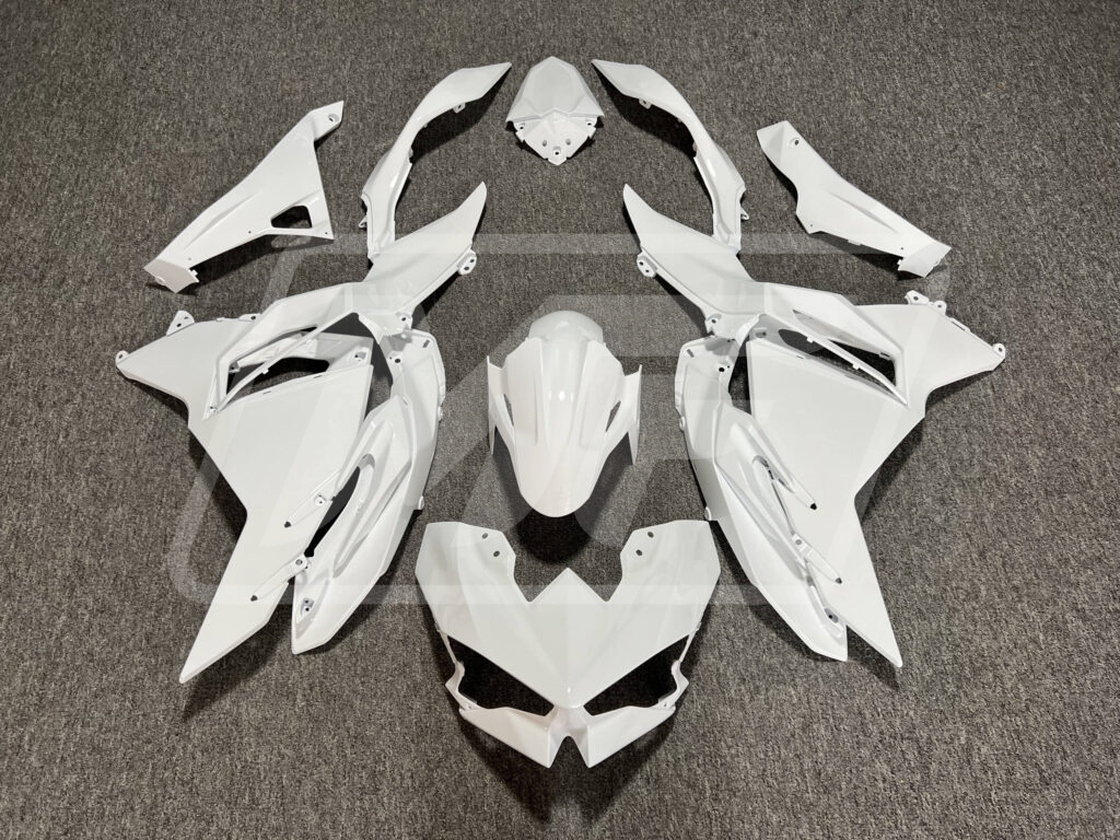 Kawasaki Ninja 500 2024 - 2025 Gloss White ABS fairings - custom motorcycle bodywork kit by Monster Fairings