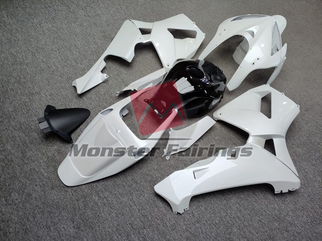 2005 - 2006 Honda CBR600RR Gloss Pearl White & Black fairing set - ABS injection, custom painted by Monster Fairings