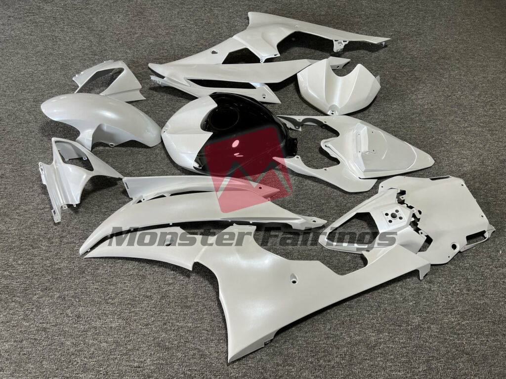 2008 - 2016 Yamaha R6 Gloss Pearl White & Black fairing set - ABS injection, custom painted by Monster Fairings