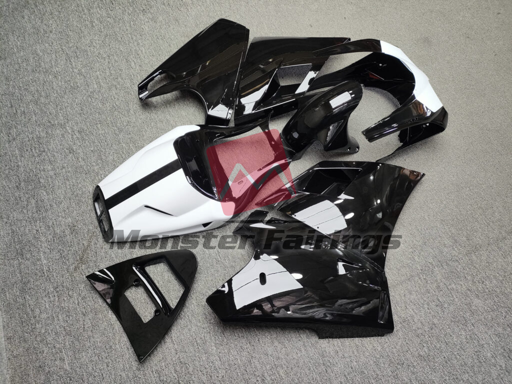 Ducati 996 748 916 998 Gloss Black White fairing set - ABS injection, custom painted by Monster Fairings