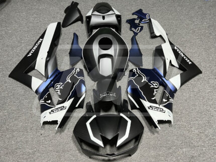 Honda CBR600RR 2013-2025 Matte Carbon Fiber Style With Black & Blue Bull ABS Fairings | Monster Fairings
