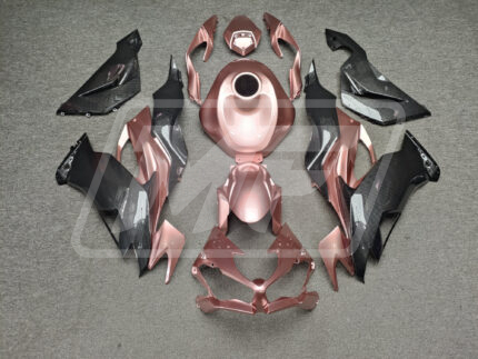 (IN STOCK) Kawasaki ZX6R 2019-2023 Gloss Rose Gold & Carbon Fiber Style ABS Fairings | Monster Fairings