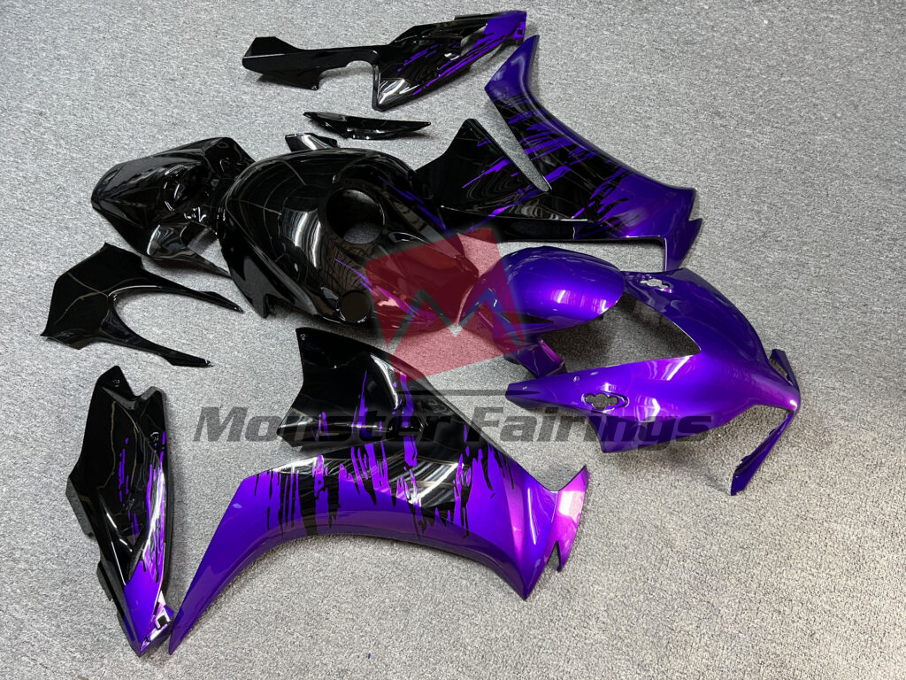 Honda CBR1000RR custom ABS fairings 2012 - 2016 in Gloss Black & Purple Splash - durable replacement kit, Monster Fairings
