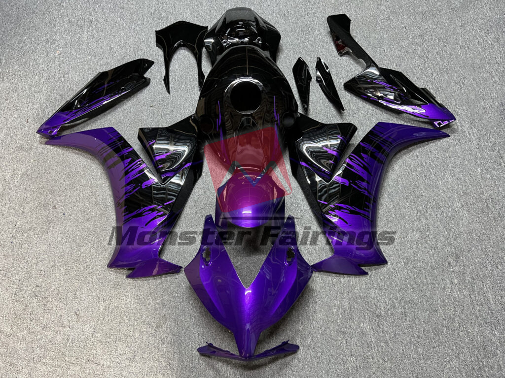Honda CBR1000RR 2012 - 2016 Gloss Black & Purple Splash ABS fairings - custom motorcycle bodywork kit by Monster Fairings
