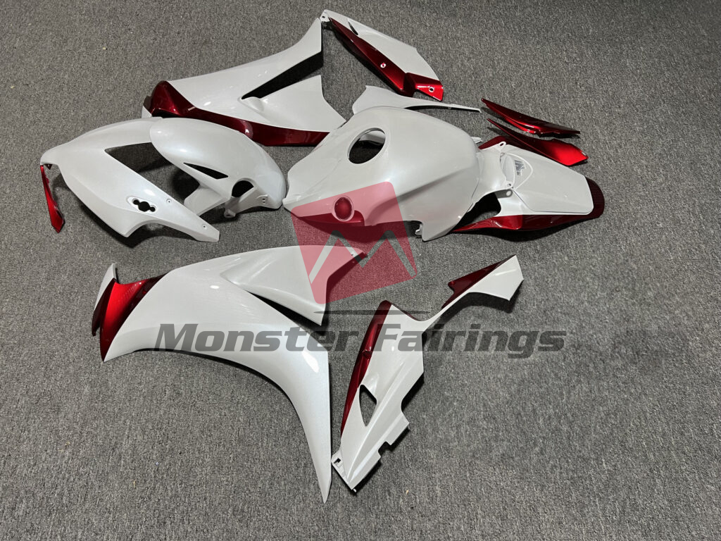 2012 - 2016 Honda CBR1000RR Gloss White & Red fairing set - ABS injection, custom painted by Monster Fairings