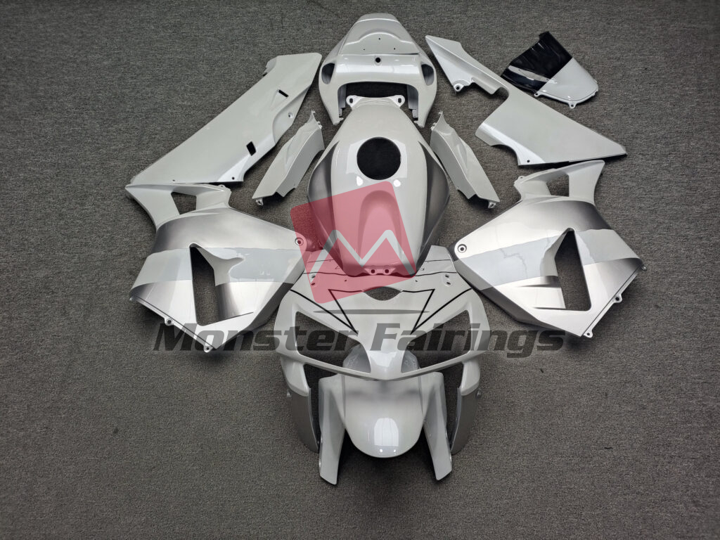 Honda CBR600RR 2005 - 2006 Gloss White & Silver Black ABS fairings - custom motorcycle bodywork kit by Monster Fairings