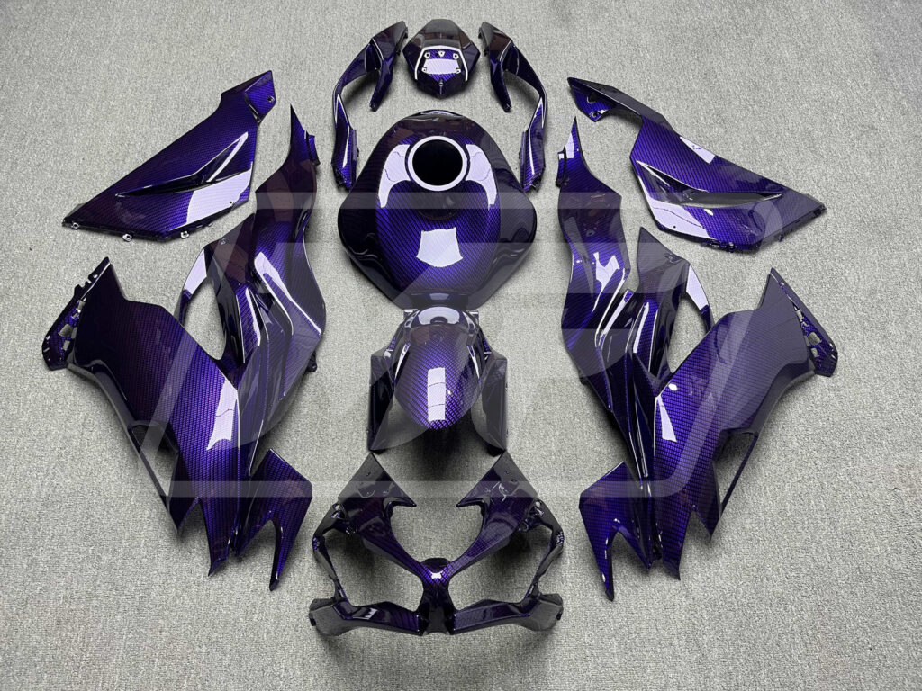 Kawasaki ZX6R 2019 - 2023 Gloss Purple Carbon Fiber ABS fairings - custom motorcycle bodywork kit by Monster Fairings