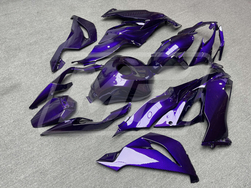 2019 - 2023 Kawasaki ZX6R Gloss Purple Carbon Fiber fairing set - ABS injection, custom painted by Monster Fairings