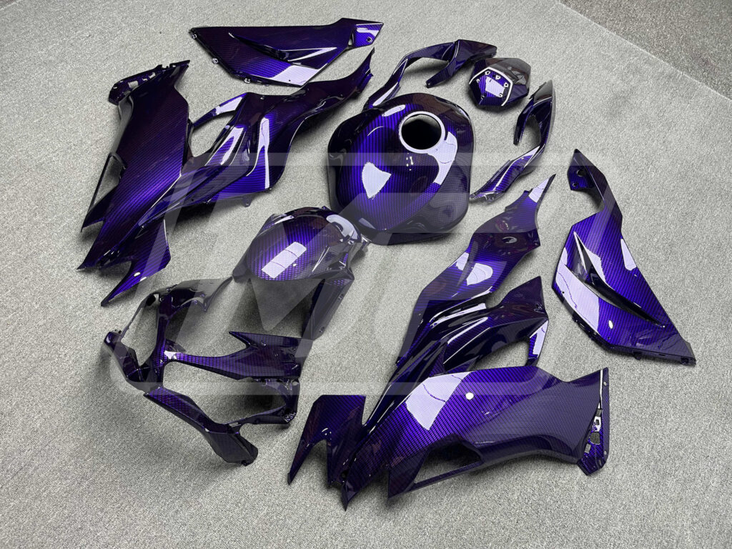 Gloss Purple Carbon Fiber ABS fairings for Kawasaki ZX6R 2019 - 2023 - premium OEM fit kit by Monster Fairings