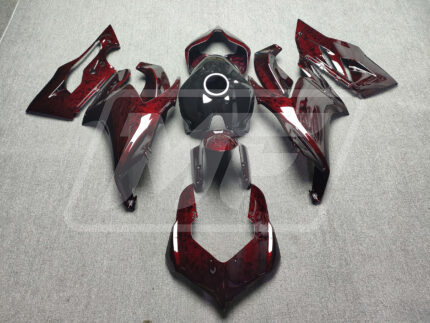 Ducati Panigale V2 2020-2024 Gloss Red Forged Carbon Fiber Black ABS Fairings | Monster Fairings
