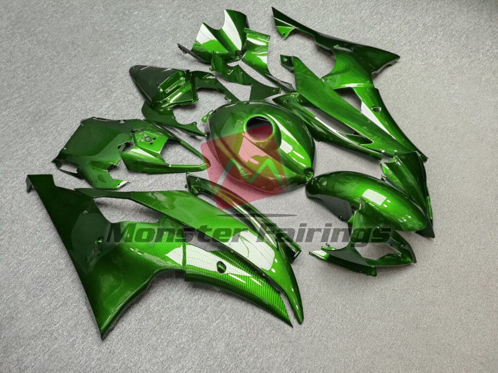Yamaha R6 custom ABS fairings 2008 - 2016 in Gloss Green Carbon Fiber - durable replacement kit, Monster Fairings