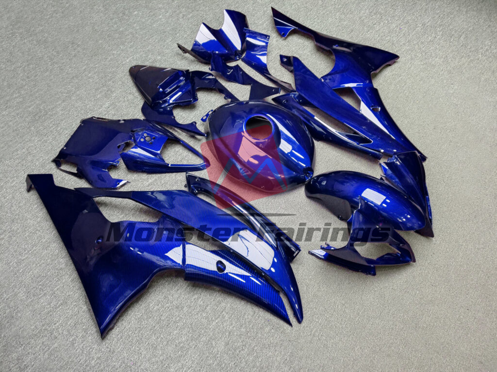 Yamaha R6 custom ABS fairings 2008 - 2016 in Gloss Blue Carbon Fiber - durable replacement kit, Monster Fairings