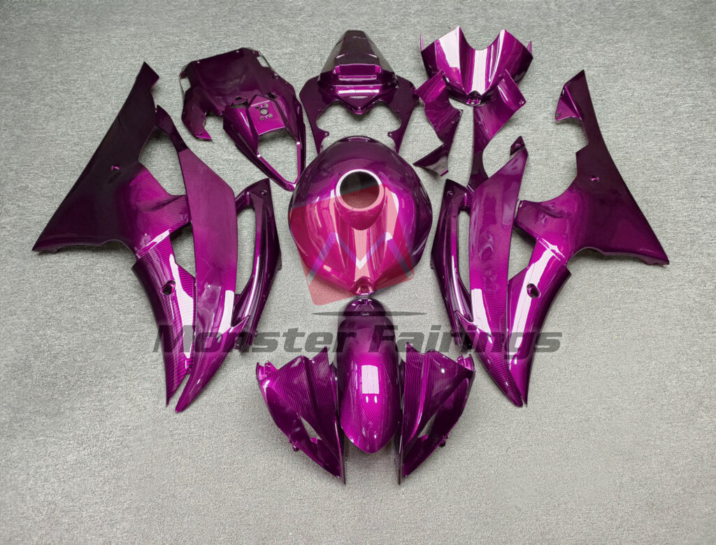 Yamaha R6 2008 - 2016 Gloss Pink Carbon Fiber ABS fairings - custom motorcycle bodywork kit by Monster Fairings