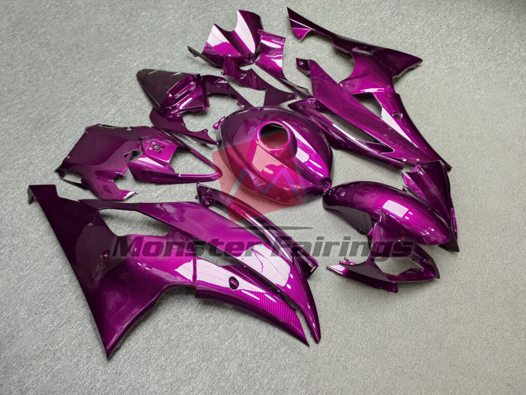Yamaha R6 custom ABS fairings 2008 - 2016 in Gloss Pink Carbon Fiber - durable replacement kit, Monster Fairings