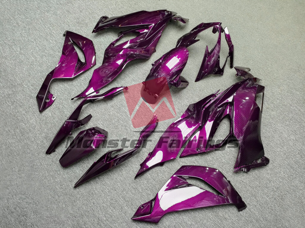 Gloss Pink Carbon Fiber ABS fairings for Kawasaki ZX6R 2019 - 2023 - premium OEM fit kit by Monster Fairings