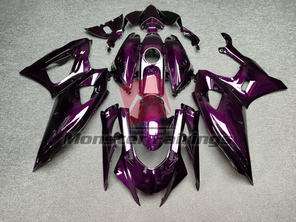 Yamaha R7 2021 - 2025 Gloss Pink Carbon Fiber ABS fairings - custom motorcycle bodywork kit by Monster Fairings