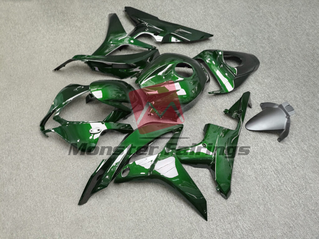 Honda CBR600RR custom ABS fairings 2007 - 2008 in Gloss Green Carbon Fiber - durable replacement kit, Monster Fairings