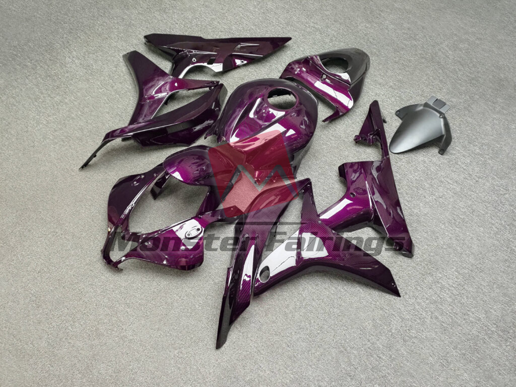 2007 - 2008 Honda CBR600RR Gloss Pink Carbon Fiber fairing set - ABS injection, custom painted by Monster Fairings
