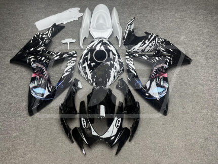 Suzuki GSXR 600-750 2006-2007 Gloss Black & White Venom ABS Fairings | Monster Fairings