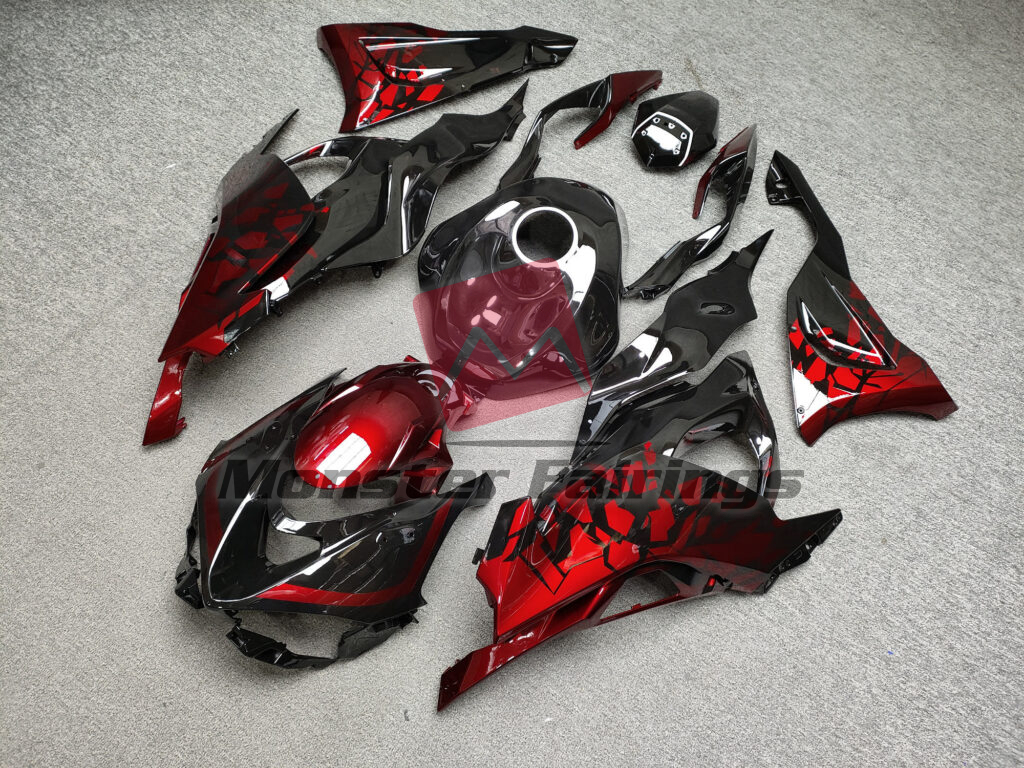 Gloss Black & Red Shattered ABS fairings for Kawasaki ZX6R 2024 - 2025 - premium OEM fit kit by Monster Fairings