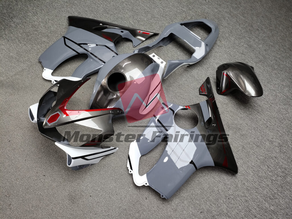 Honda CBR600 F4i custom ABS fairings 2001 - 2003 in Gloss Nardo Gray & Dark Silver White - durable replacement kit, Monster Fairings