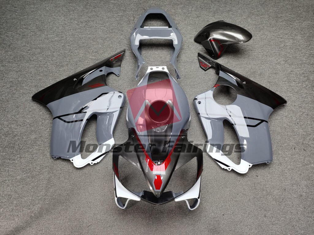 Honda CBR600 F4i 2001 - 2003 Gloss Nardo Gray & Dark Silver White ABS fairings - custom motorcycle bodywork kit by Monster Fairings