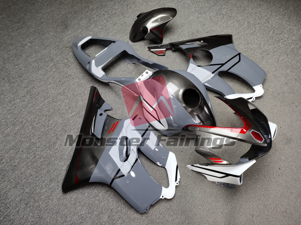 Gloss Nardo Gray & Dark Silver White ABS fairings for Honda CBR600 F4i 2001 - 2003 - premium OEM fit kit by Monster Fairings