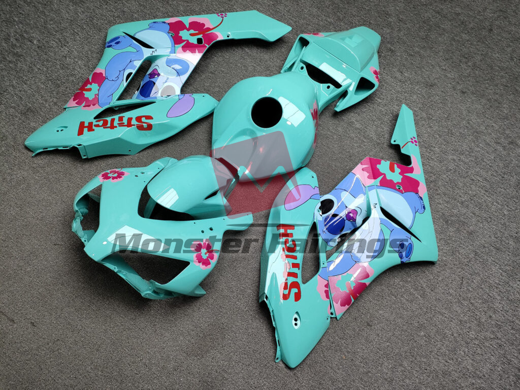 Gloss Cyan Pink Flowers Stitch ABS fairings for Honda CBR1000RR 2004 - 2005 - premium OEM fit kit by Monster Fairings