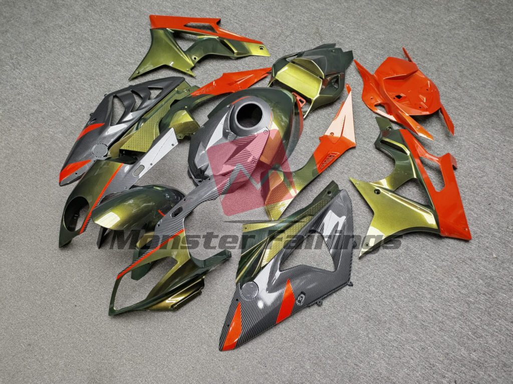 Gloss Orange & Olive Green Carbon Fiber ABS fairings for BMW S1000RR 2009 - 2014 - premium OEM fit kit by Monster Fairings