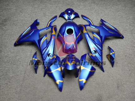BMW S1000RR 2023 - 2024 Matte Candy Blue Gold ABS fairings - custom motorcycle bodywork kit by Monster Fairings