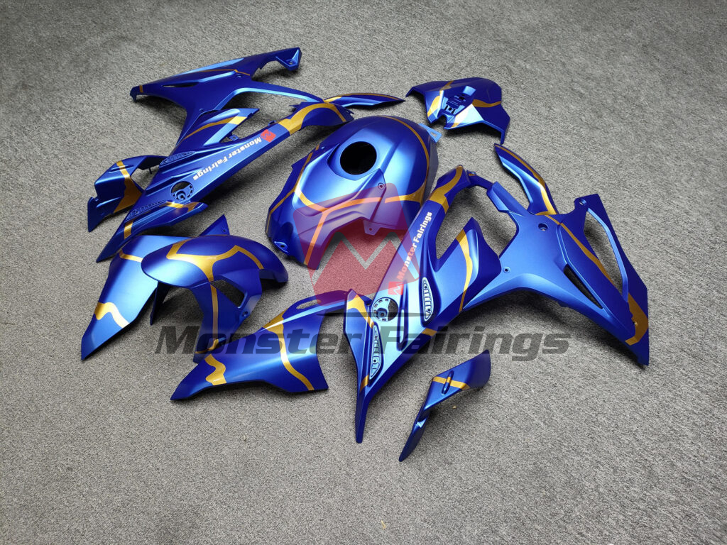BMW S1000RR custom ABS fairings 2023 - 2024 in Matte Candy Blue Gold - durable replacement kit, Monster Fairings