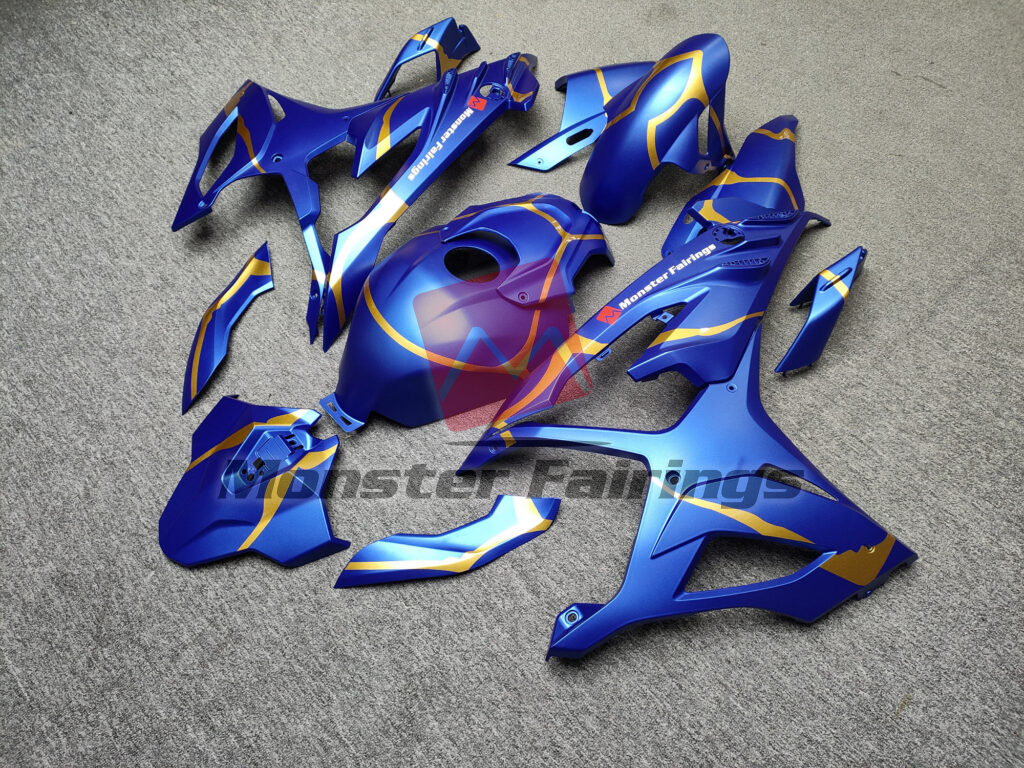 Monster Fairings ABS fairing kit for BMW S1000RR 2023 - 2024 - Matte Candy Blue Gold, precise OEM fit
