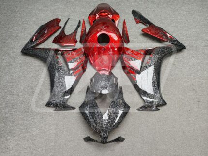 Honda CBR1000RR 2012-2016 Gloss Forged Carbon Fiber Style with Candy Red ABS Fairings | Monster Fairings