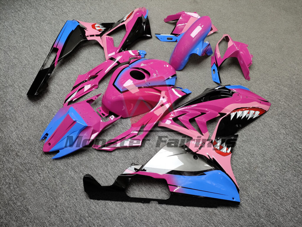 BMW S1000RR custom ABS fairings 2015 - 2016 in Gloss Pink & Blue Black Shark - durable replacement kit, Monster Fairings