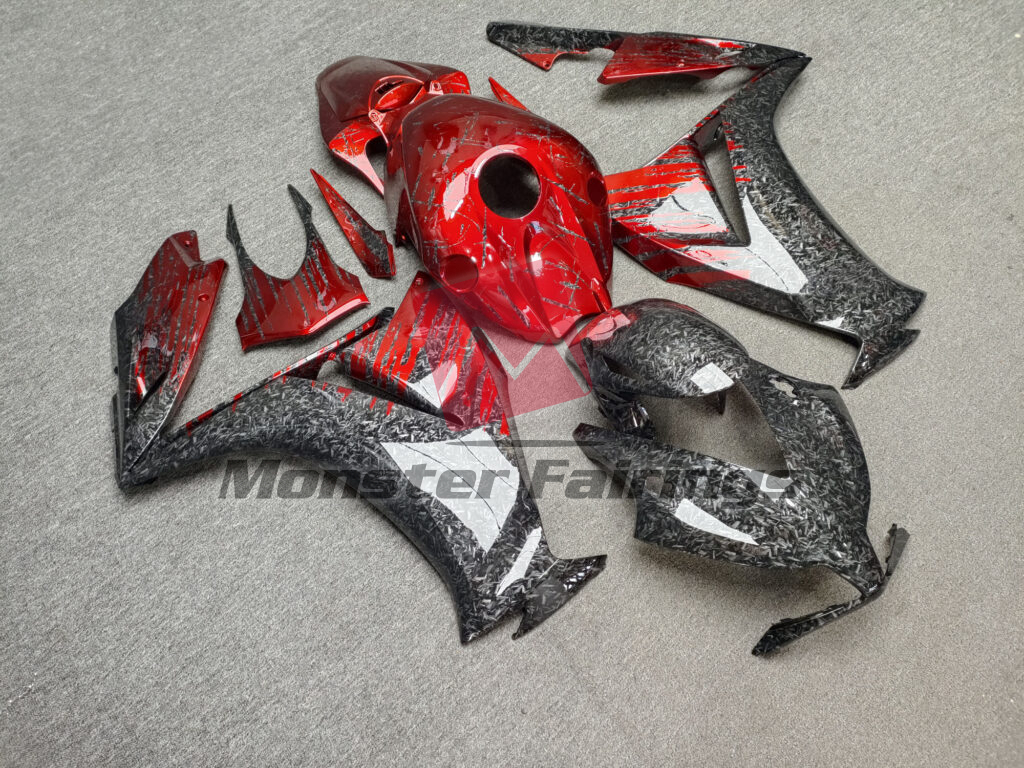 Honda CBR1000RR custom ABS fairings 2012 - 2016 in Gloss Forged Carbon Fiber Candy Red Clawed - durable replacement kit, Monster Fairings