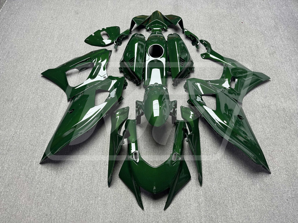 Yamaha R7 2021 - 2025 Gloss Green Carbon Fiber ABS fairings - custom motorcycle bodywork kit by Monster Fairings