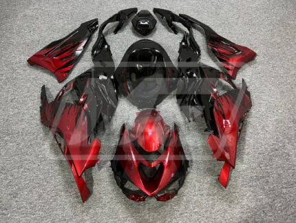 Kawasaki ZX6R 2024-2025 Gloss Black & Candy Red Splash ABS Fairings | Monster Fairings