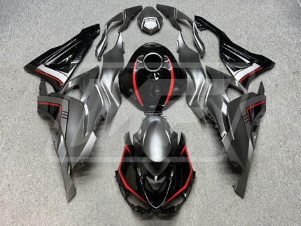 Kawasaki ZX6R 2024-2026 Gloss Black with Gray & Red ABS Fairings | Monster Fairings