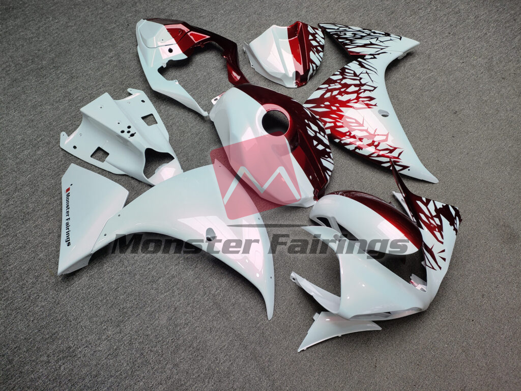 Gloss Pearl White & Candy Red Shattered Split ABS fairings for Yamaha R1 2009 - 2011 - premium OEM fit kit by Monster Fairings